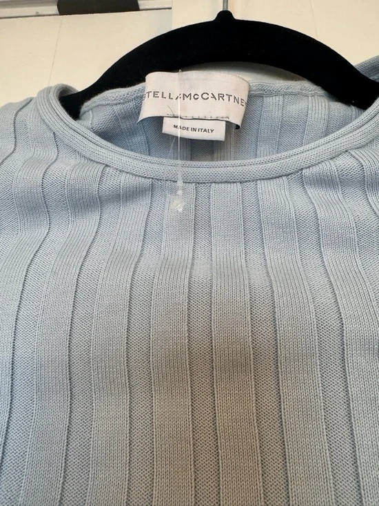 Stella McCartney Light Blue Ribbed Knit sweater, made in Italy, XS - Picture 5 of 9